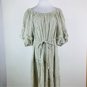 APIECE APART Striped Off The Shoulder Tie Waist Maxi Dress Sz 6